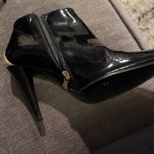 Versace Jeans Collection Black Heeled Boots with Gold Details